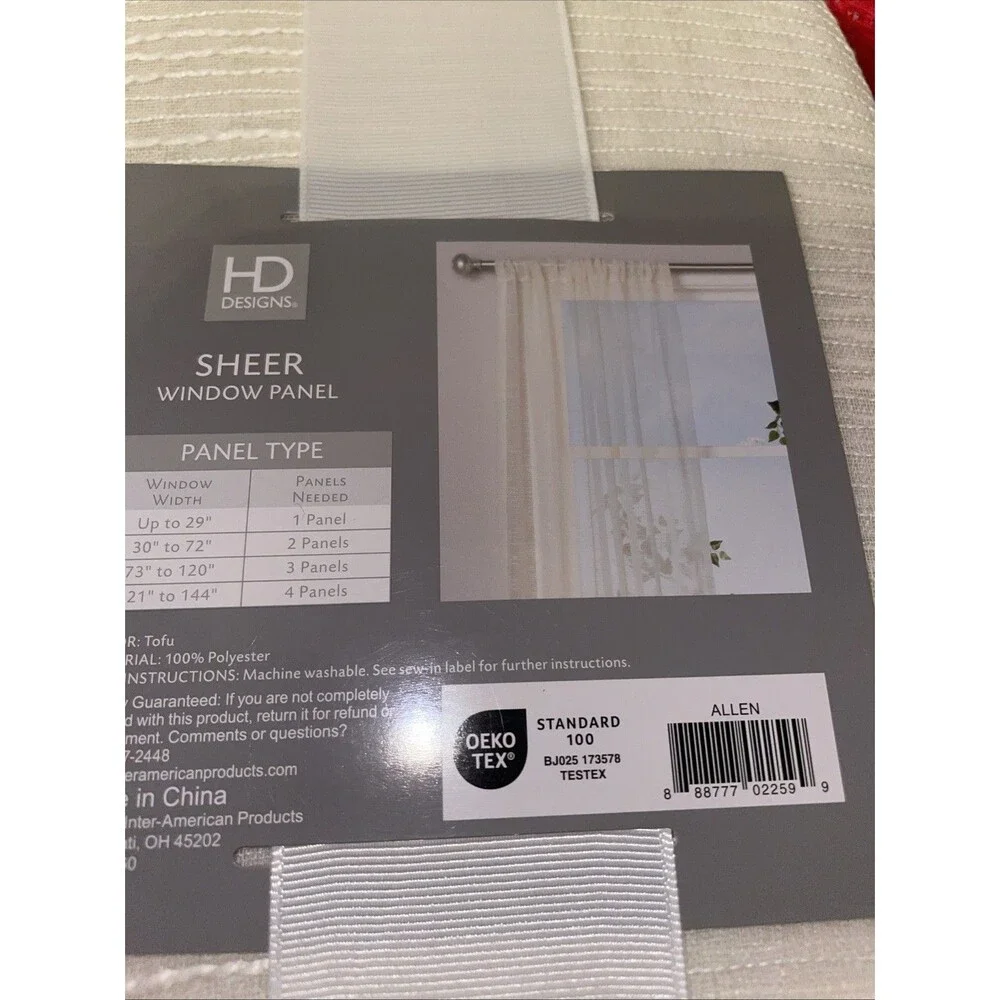 New Sheer 63-Inch Rod Pocket Window Curtain Panel Tofu HD Raised Texture